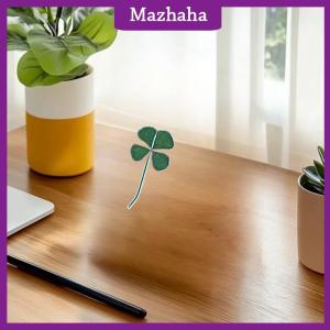 Mazhaha โปสการ์ดรูปใบโคลเวอร์นำโชค1 5 10ชิ้นการ์ดอวยพรโปร่งใสหญ้าธรรมชาติสำหรับบุ๊กมาร์ก