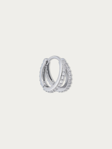 MINIMALIST LAB 925 Sterling Silver Vivienne Double Line Single Huggie Huggie Double Vivienne
