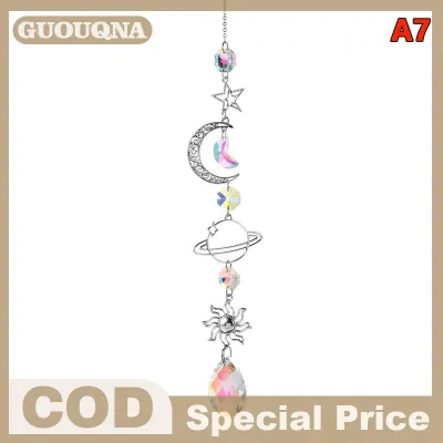 GUOUQNA Hanging Crystal Pendant Garden Suncatcher Wind Chimes Rainbow Prism Crystal Chain For Window Decor