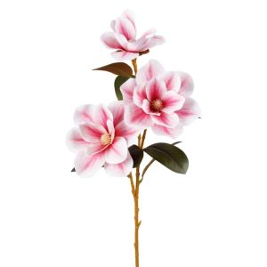 TEWUB with Leaves Artificial Orchid Flower Branch Artificial Magnolia Real Touch Fake Orchid Flowers Flower Arrangement Elegant Faux Flowers Home Office Decor