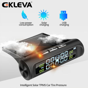 EKLEVA Car Solar Tire Pressure TPMS Monitoring System Solar Power Digital tpms Display Security Alarm Tyre 4 Wheel Pressure Sensor
