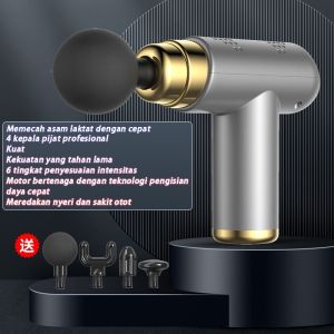 (Dalam stok dikirim dari Jakarta)Alat Pijat Getar Elektrik Seluruh Badan 4 in 1 / Massage Gun (Pistol pijat otot jaringan dalam) Garansi 1 tahun