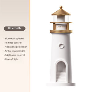 2025 Lighthouse Environment Light Moon LED Projection Night Light UBS Rechargeable Dimmable Bluetooth Music Motion Sensor Desktop Decoration Night Light Gift