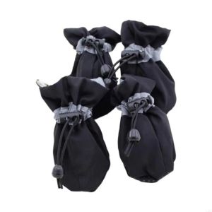CHUN053634 4Pcs Anti-Scratch Pet Dog Shoes Anti-Slip Waterproof Dog Booties Cozy Reflective Strips Anti-slip Rain Boots for Puppy