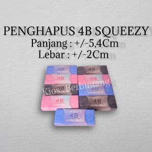 Penghapus Panjang 4B Squeezy Warna Warni 3 Pcs