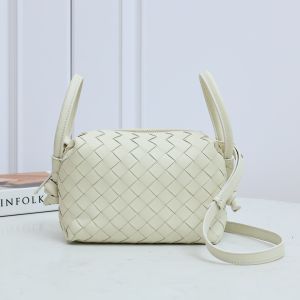 Cowhide macaron small hand-woven womens bag simple solid color fashion one-shoulder crossbody small square bag
