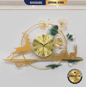 Đồng Hồ Treo Tường Trang Trí Decor DH11 quartz hoa mai vàng nội thất cỡ lớn