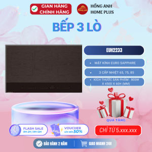 Bếp từ ba thông minh Eurogold EUH2233 mặt kính Euro Sapphire bo viền nhôm cao cấp Inverter