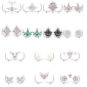 Womens Acrylic Chest Stickers Rhinestones Nipple Pasties Breast Body Gems for Evening Dresses and Swimwear