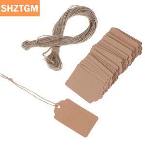 [COD] SHZTGM 100pcs BLANK kraft Jewelry ป้ายราคาสตริงป้ายราคาด้วย String 20M