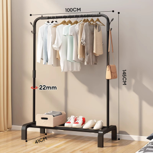 TUSSAH Heavy Duty Double Pole Floor Drying Rack with Wheels/Shoe Shelf - Home/Balcony/Bedroom Organizer