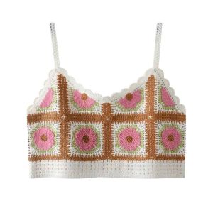 áo 2 dây len dệt thêu hoa dáng rộng dễ thương hàng Quảng Châu cao cấp SIANDO AL04