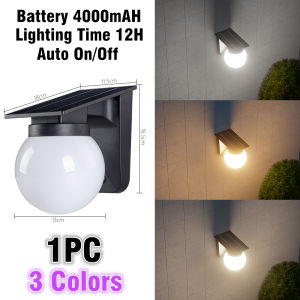 TONYS Solar Ball Wall Light Outdoor Waterproof IP67 Wall Lamp 3 Colors Garden Light Automatic sensor Christmas Lamp