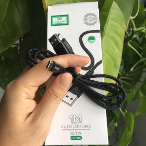 Cáp sạc bọc dù đầu chống gãy gập EARLDOM EC-038/EC-121 dài 2M/1M chân Iphone/Micro/typeC có hỗ trợ sạc nhanh