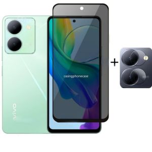 2in1 Camera Screen Protector For Vivo Y36 Y27 VivoY 4G 5G 2023 Full Cover Anti Peep Privacy Tempered Glass Front Lens Film Ultra Slim Clear Transparent Anti Scratch