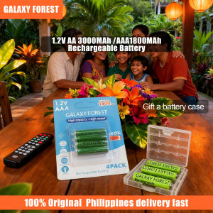 【Manila In-Stock Inventory GALAXY FOREST 1.2V AA 3000mAh AAA 1800mAh Rechargeable Battery Ni-MH High Quality+Gift a battery case