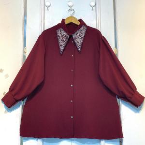 Qinara Blouse Atasan Kemeja Wanita Jumbo Variasi Payet Mutiara Crinkle Airflow