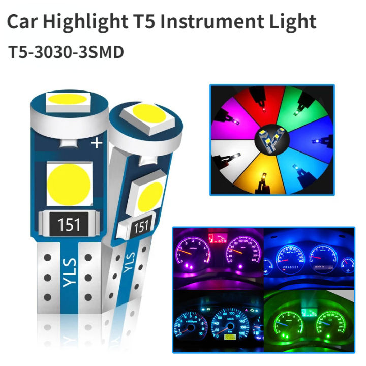 โคมไฟ LED T5สีสันสดใสใช้ประหยัดพลังงานตกแต่งภายในรถยนต์ใช้พลังงานต่ำตก ...