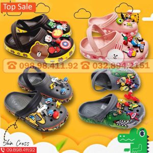 Dép Cross Cho Bé Trai Trọn Bộ Nhiều Màu Tặng Thêm 6 Sticker Đi Bên Ngoài Mẫu Mùa Hè Dép Lê Bít Mũi Chịu Mài Mòn Chống Trượt Nhiều Size