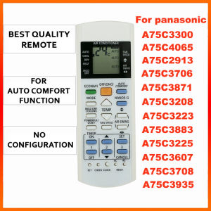 For Panasonic Aircon Remote Control (Auto Comfort Function) Air Conditioner Universal A75C3300 4065 2913 3706 3871 3208 3223 3883 3225 3607 3708 3935