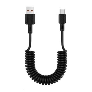 USB to Type C Power Wire Line USB to USB C Spring Coiled Cable with 66W Power Delivery Supports Data Transfer