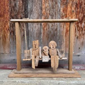 ไม้แกะสลัก Family Tree Collection - Three Tree ไม้สัก โมเดล งานศิลปะ 50x14x43cm แต่งบ้าน ตั้งโต๊ะ งานทำมือ Three Tree Handmade Teak wood Sculpture