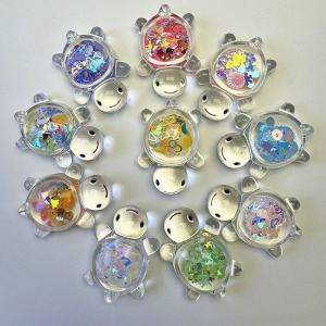 10pcs Luminous Transparent Glitter Turtle Vibrant Colorful Turtle Decor Miniature Ornaments for Indoor Outdoor Home Garden h2610