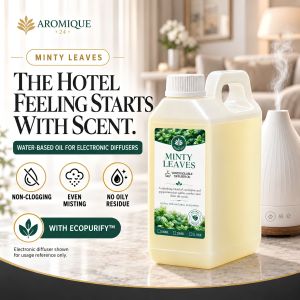 MINTY LEAVES Aromique Premium Water-Based Oil | Long-Lasting Scent for Humidifiers & Diffusers 1L