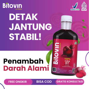 BITOVIN Cuka Buah Bit | Cara Mudah Menormalkan Gula Darah | Suplemen Kesehatan Jantung | 100% Bahan Alami