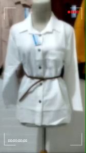 KEMEJA POLOS FREE IKAT PINGGANG KEMEJA KANCING KEMEJA WANITA LENGAN PANJANG ATASAN WANITA Y COD