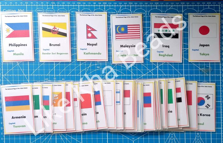 Laminated Flash cards National Flags of Asian States  Laminated Flashcards 50 pcs | Educational Learning Material