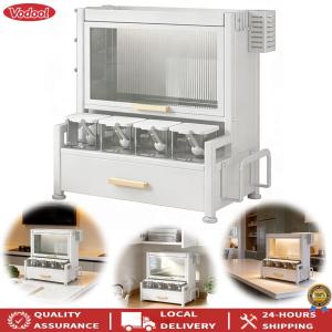 [Vodool Tool][Vodool Tool] 2 Tier Tabletop Kitchen Pantry Cabinet with Lid Drawer Spice Rack Condiment Holder Multifunctional