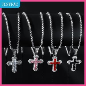 JCSYFAC  Thời Trang Rhinestone Chữ Thập Mặt Dây Chuyền Vòng Cổ Cho Nam Giới Phụ Nữ Đa Năng Áo Len Chuỗi Hip Hop Chữ Thập Vòng Cổ Trang Sức Phụ Kiện Quà Tặng