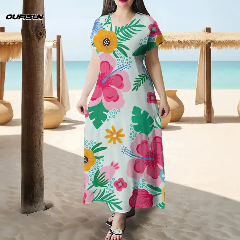 summer beach party dresses Summer Beach Maxi Dress Women Pleated Drawstring High Waist Long Dress –  Global Fashions GC main image 0