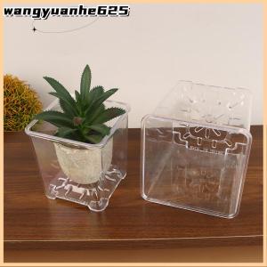 [WYH Store] 👗 Square Transparent Acrylic Flower Pots Breathable Bonsai Plant Pot Desktop Decoration For Garden Yard Living Room Balcony
