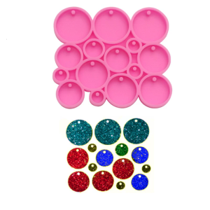 Shiny Round Circle Silicone Keychain Mold Many Circles Tiny Resin Epoxy Mold for DIY Earrings Craft 5 /3.3/2.3/1.7/1.2cm