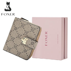 FOXER Women PVC Signature Wallet Small Purse Embossing Female Short Wallet Ladies Money Bag Chic Card Holder Fashion Coin Bag