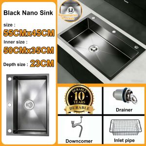 NANO Kitchen Sink 100% SUS304 Stainless Steel Undermount & Topmount Nano Kitchen Sink With Faucet cup washer