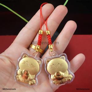 [COD] Millennium Mới may mắn mèo yuanbao Mèo Điện thoại chuỗi máy ảnh phím dây chuỗi Dễ Thương Dây Móc khóa quà tặng năm mới