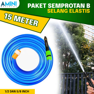 AMINI Paketan Selang Air 10 Meter Sampai 30 Meter Selang Elastis DOP Selang Air Cuci Motor Cuci Mobil Siram Tanaman Dengan Watergun Jet Spray Lurus Serbaguna