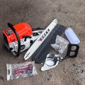 ELLKA 22 INCH 58 CC HEMAT BENSIN 2 TAK Mesin Gergaji Kayu Chain Saw  Bar Laser Senso Mantap Chainsaw Mesin Potong Kayu. 