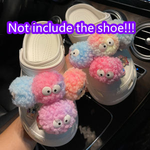 2/4/6/8pcs Shoe Fluffy Pom Pom ball Charms /Gradient Colors  shoe Charms for Crocs DIY/ Cute Black Ball  Shoe Decorations Quality Women Shoes Charms