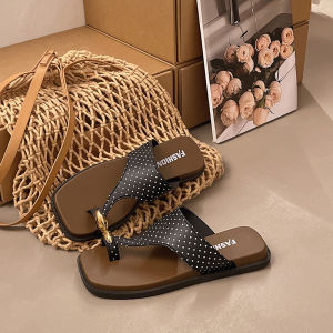 [Free Shipping] Retro Flip-Flops For Women Summer Outdoor Wear 2026 New Model High-End Square-Toed Beach Flip-Flops