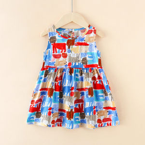 Summer Dress For Girls 6 Months-4 Years Sleeveless Elegant Skirt 100% Cotton Poplin New Style Print A-ling Dress