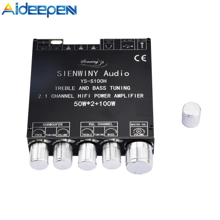 Plifier Module Bt Aideepen BT Power Amplifier Board 2.1 Subwoofer Channel 12V-24V Audio ...