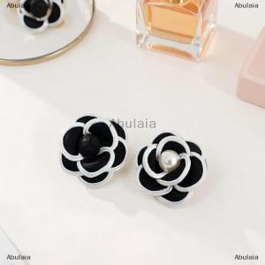 [COD] Abulaia Black Fabric Camellia Flower Brooches For Woman Brooch Pins Dress Shirt Fashion Accessories Gift
