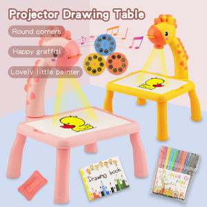 【COD】Kids Projector Drawing Table Erasable Painting Board Small Desk Multifunctional Writing Arts Crafts Educational Projection Machine