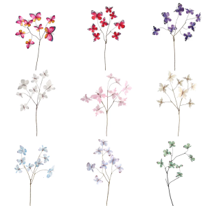 ก้านดอกปลอม2ชิ้นประดับผีเสื้อ8ดอกสำหรับงานแต่งงานกิ่งไม้พลาสติกยาว80ซม.