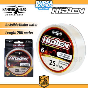 Senar Pancing Line HAMMERHEAD HIDDEN 100% FLUOROCARBON Ukuran 200M Fast Sinking 100% Fluorocarbon