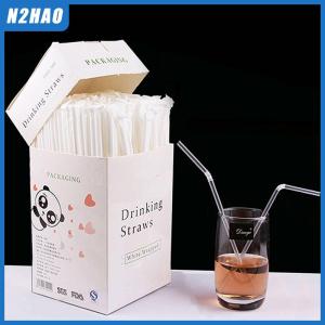 N2HAO 100 300Pcs Clear Individually Wrapped Boxed Drinking PP Straws Tea Drinks Straws